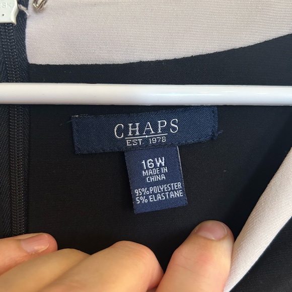 Chaps Women’s Black And White 3/4 Sleeve Midi Dress Formal Size 16W - Picture 2 of 5